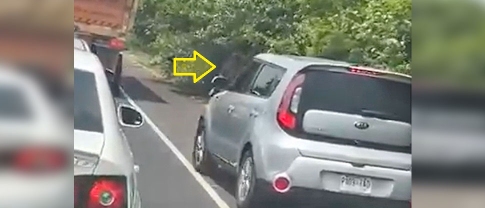 Mujer se arma de valor e impide el paso a conductor que circula sobre carril peatonal
