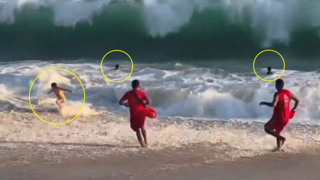 ¡Vivos de milagro! Guardavidas salvan a turistas que ignoraron bandera roja en las playas de Acapulco