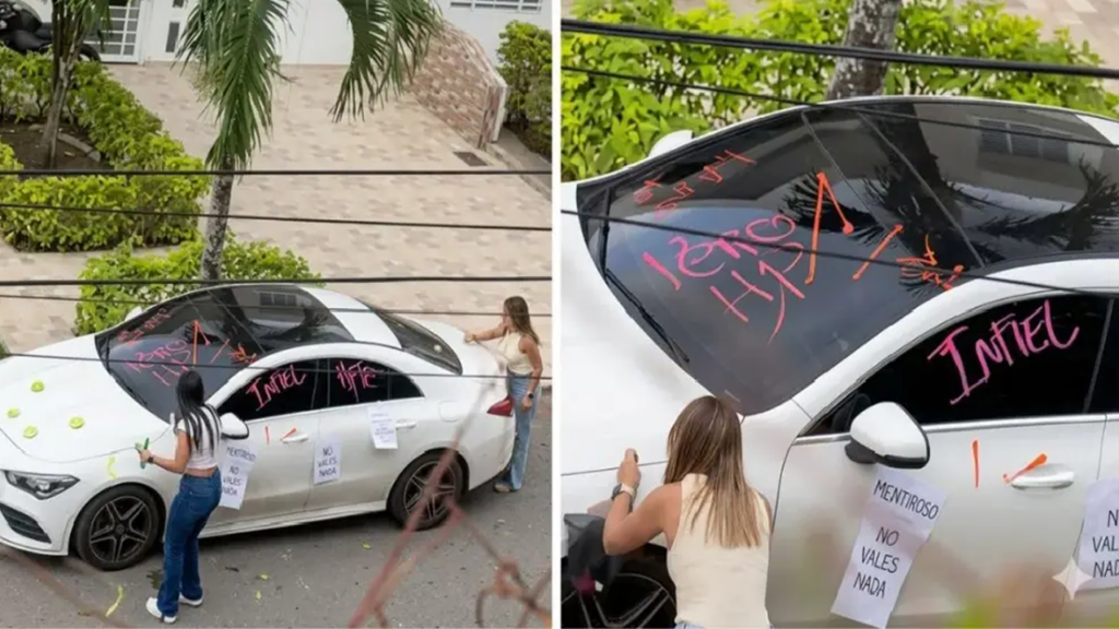 Mujer expone infidelidad de su ex y su carro sufre las consecuencias