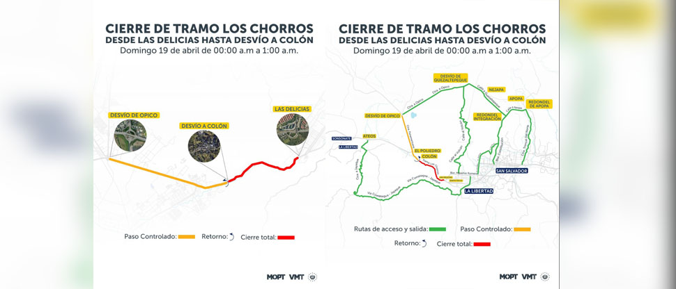 VMT anuncia cierre total de carretera los chorros por trabajos de eliminación de talud