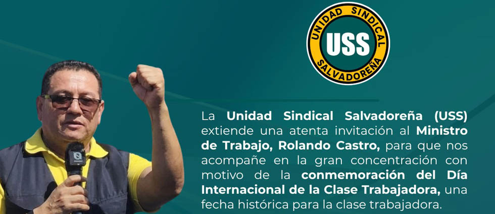 Unidad Sindical invita a ministro Rolando Castro a concentración por Día del Trabajo