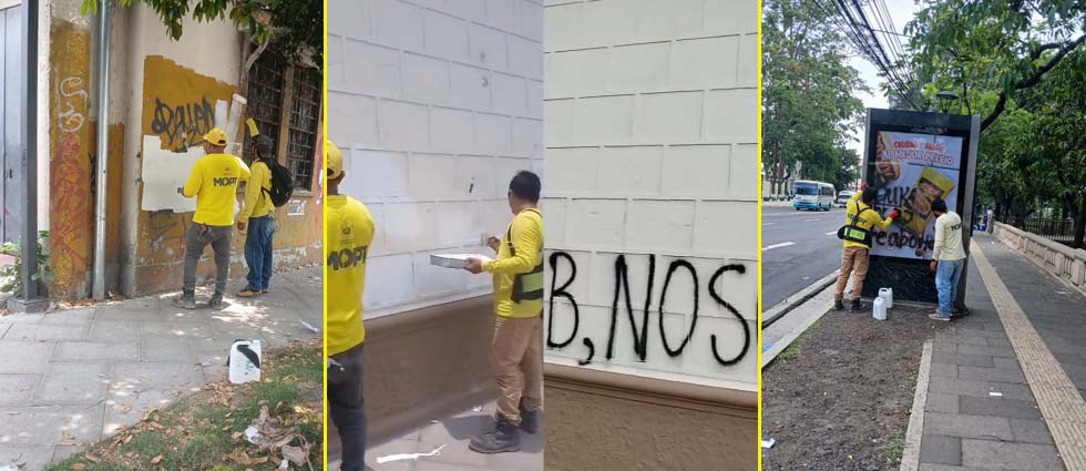 ¡De récord! Cuadrillas del MOPT limpian estructuras vandalizadas por manifestantes durante marcha del Día del Trabajo