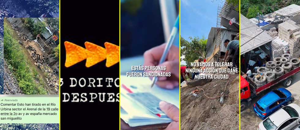 Alcaldía de San Salvador Centro sanciona y obliga a sujetos a retirar neumáticos arrojados al río Urbina