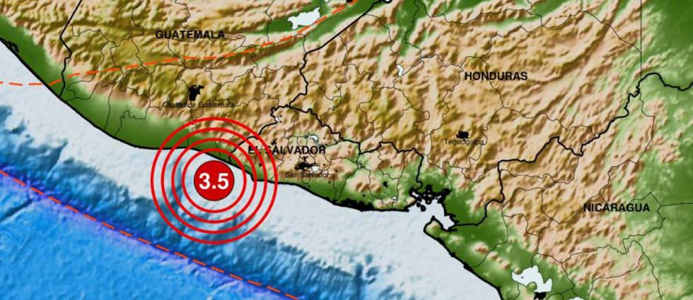Sismo de 3.5 grados sacude parte de El Salvador esta mañana de martes