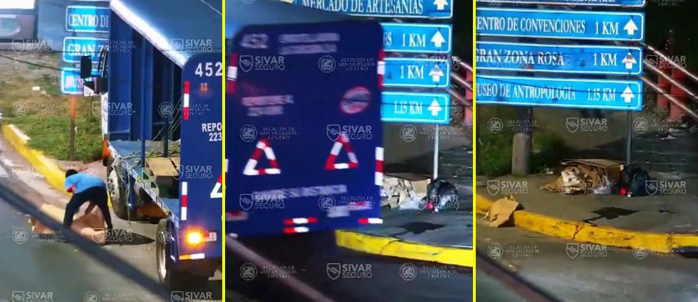 Cámaras de Sívar Seguro capta a empresa embotelladora arrojando basura en la vía pública