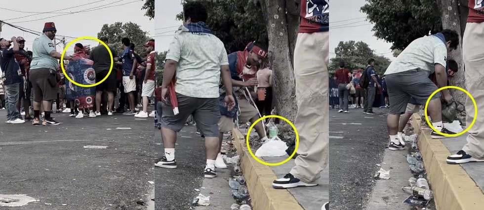 Cámaras de Sívar Seguro captan seguidores de FAS arrojando basura a la vía pública previo a la final