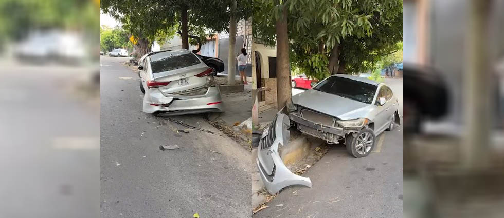 Vehículo estacionado queda parcialmente destruido tras ser golpeado por auto que se dio a la fuga