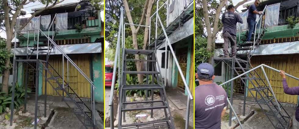 Tras denuncias ciudadanas, alcaldía retira estructura metálica construida sobre la acera en Ayutuxtepeque