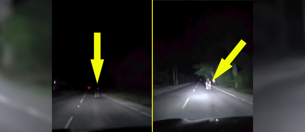 Denuncian a motociclista que circula sin luces en plena carretera en Santa Ana
