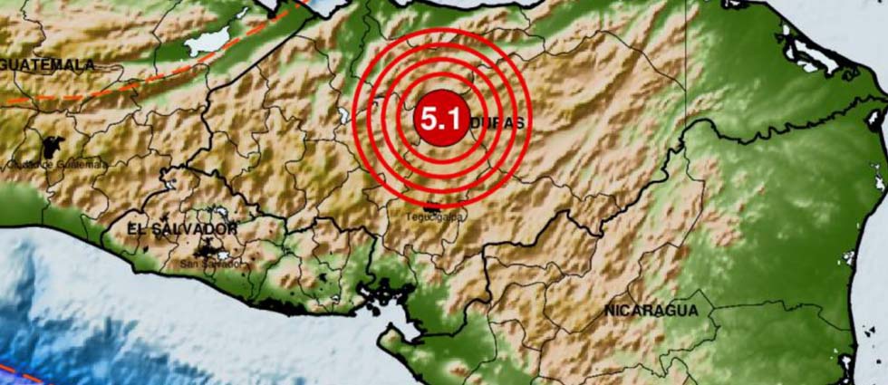 Fuerte y superficial sismo de 5.1 grados sacude parte de Honduras esta madrugada de miércoles