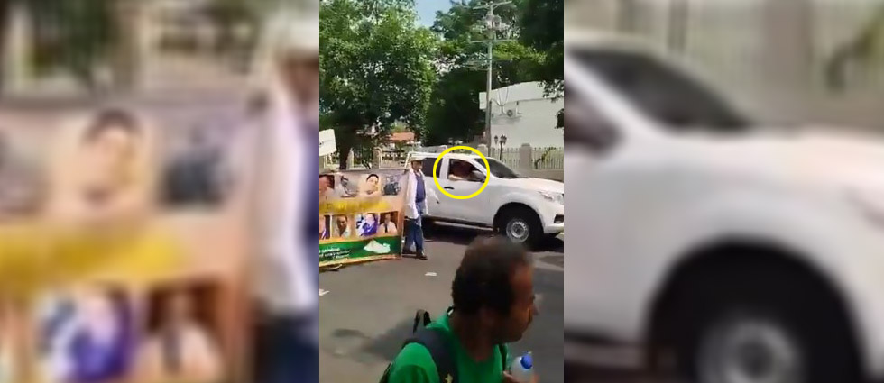 Ronal Umaña asiste a marcha del Día del Trabajo a bordo de un pick up: «Bájese a caminar»
