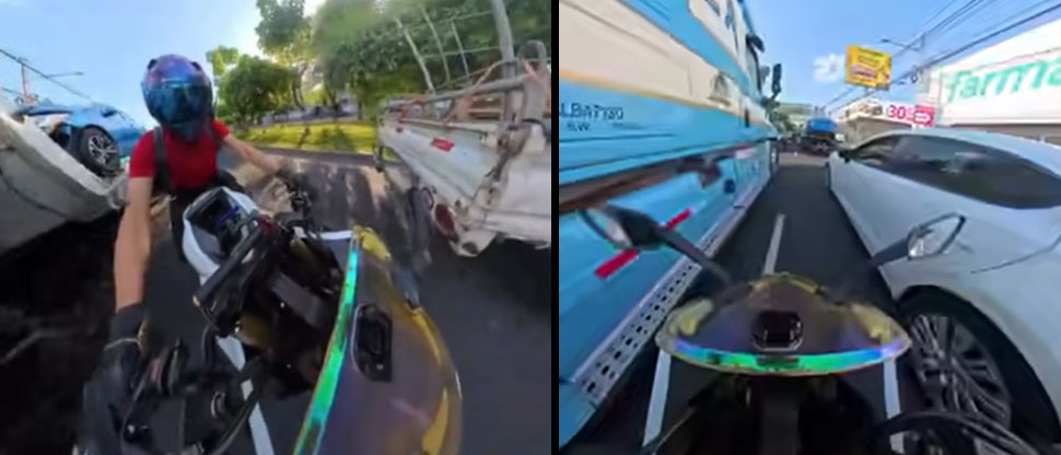 Motociclista graba su propio accidente tras circular en medio de carriles