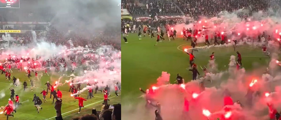 Aficionados invaden la cancha y arruinan el festejo de título del Slavia en el Clásico de Praga
