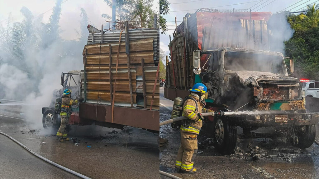 Camión que transportaba chatarra se incendia en carretera al Puerto