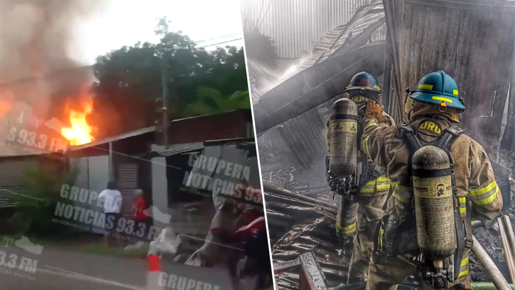 Se incendia tienda de tarimas sobre la carretera a Sonsonate