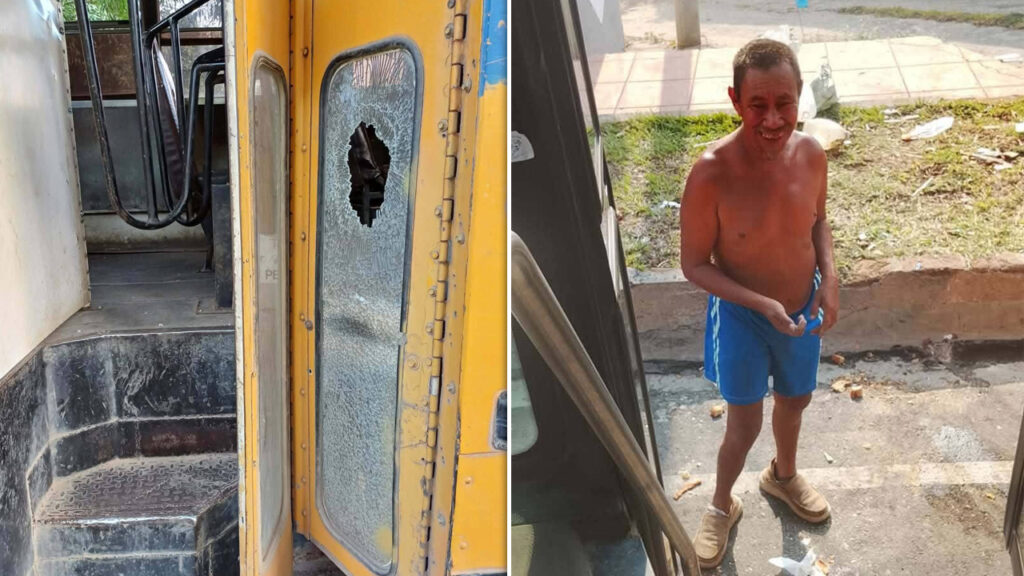 Denuncian a sujeto que tira piedras a los buses en Santa Ana