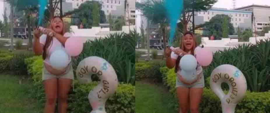 Salvadoreña revela género de su bebé en la Plaza Salvador del Mundo