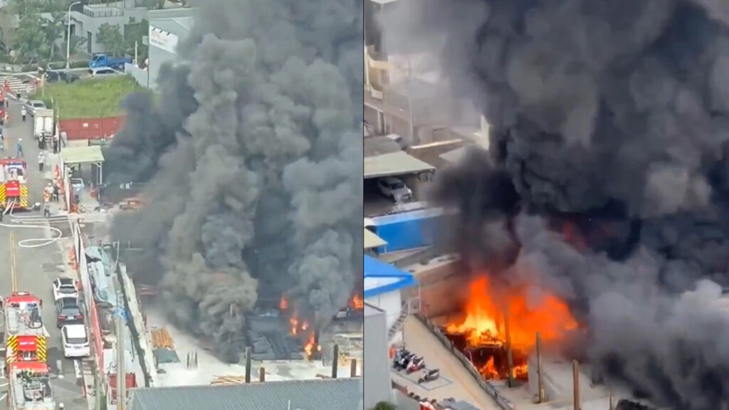 Edificio en construcción se incendia en Taiwan