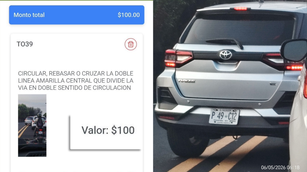 Conductor se gana multa de $100 por no respetar doble línea amarilla