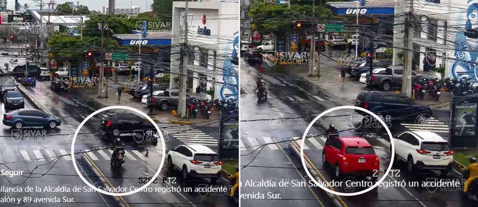 Distraído automovilista embiste y lesiona a motociclista que esperaba la luz verde para avanzar en la Escalón