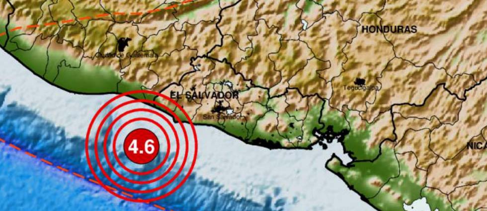 Sismo de 4.6 grados sacude gran parte de El Salvador esta madrugada de lunes