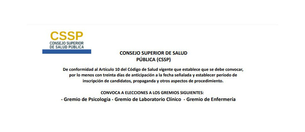 ¡Consejo Superior de Salud Pública convoca a elecciones!