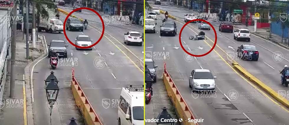 Imprudencia al volante deja a un motociclista lesionado en San Salvador
