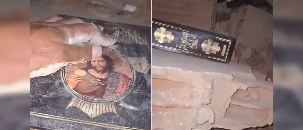 Rescatista halla biblia en medio de los escombros tras devastadores terremotos en Venezuela