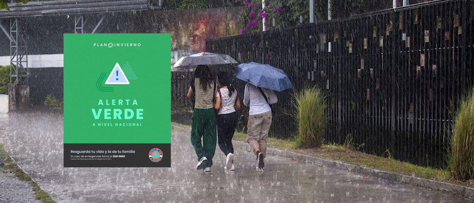 Emiten Alerta Verde a nivel nacional por lluvias provocadas por sistema de baja presión