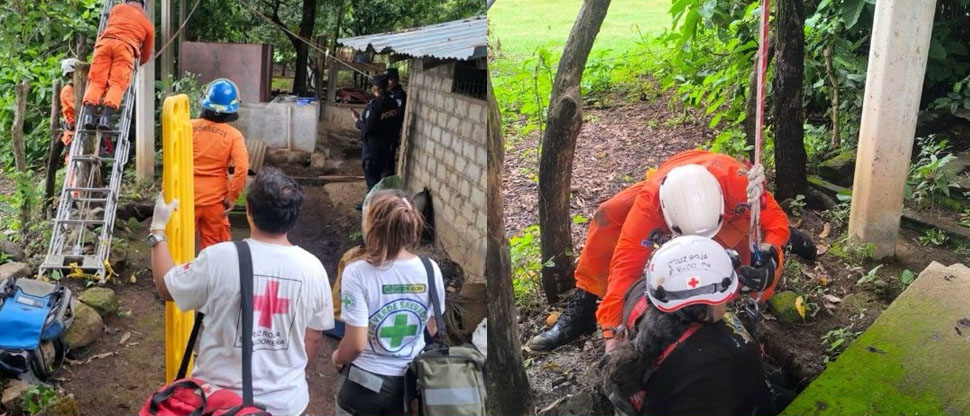 Rescatan a mujer que cayó al interior de una fosa en Usulután