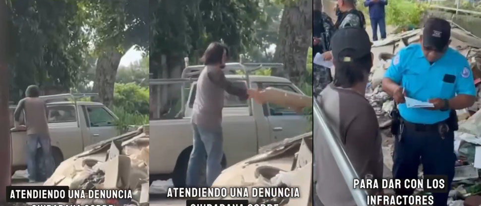 Sancionan a ciudadanos por tirar basura en lugar prohibido en San Salvador