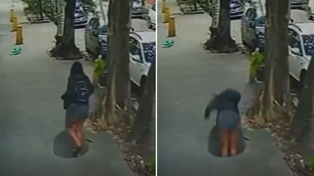 Brasil: mujer pisa una tapadera mal colocada y termina en el fondo de una alcantarilla