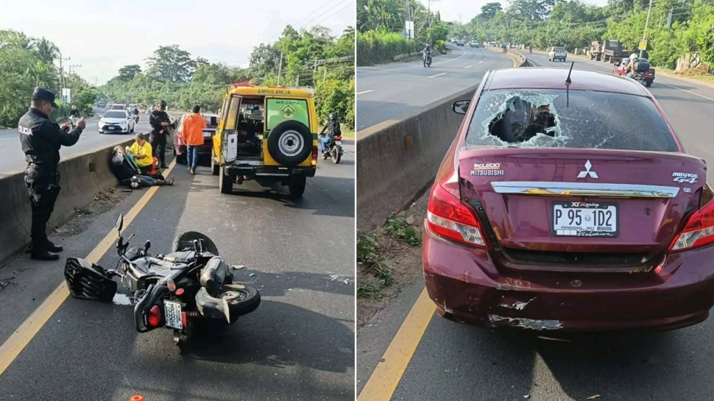 Motociclista se estrella contra el parabrisas de un vehículo en Nejapa