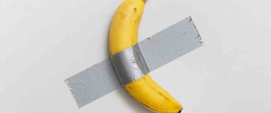 Roban la famosa obra de arte del plátano pegado en la pared en Madrid